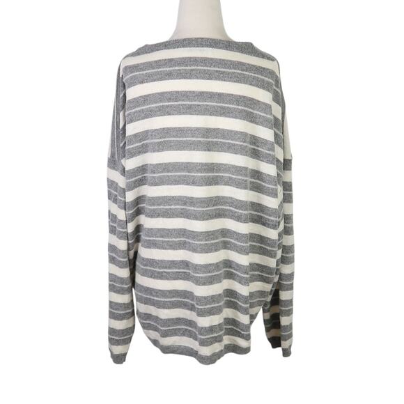 ALL SAINTS Grey and Cream Striped Alpaca Wool Blend Sweater Womens S - Picture 4 of 7